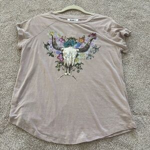 New William Rast bull skull floral tee sizeS